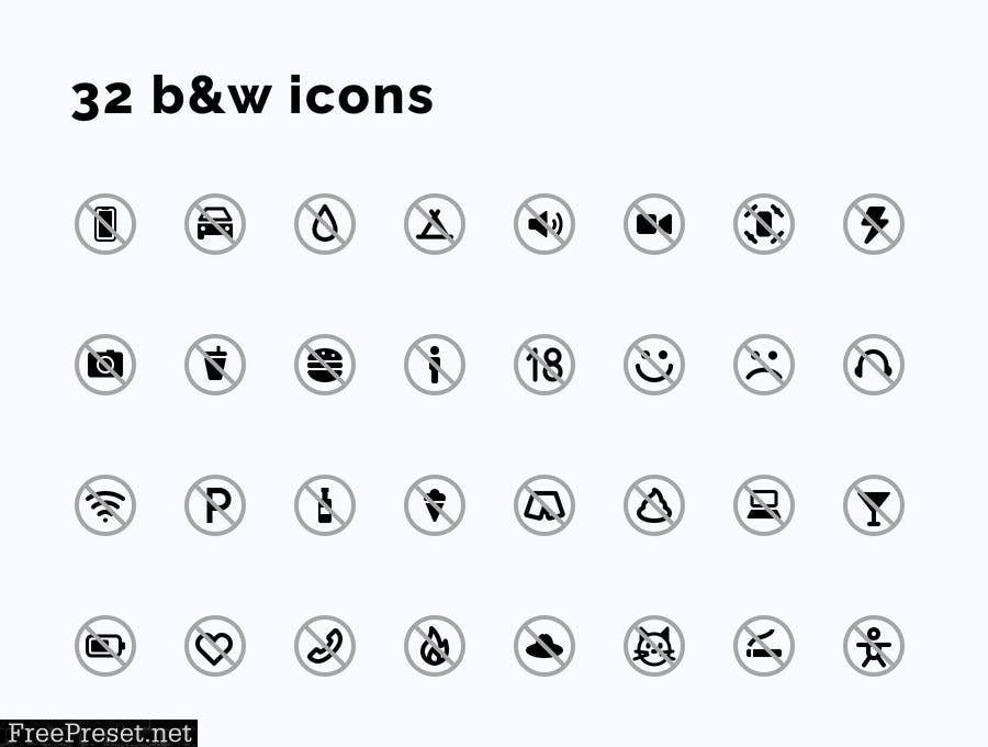 Prohibited icon set JEFXZCW