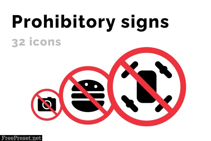 Prohibited icon set JEFXZCW