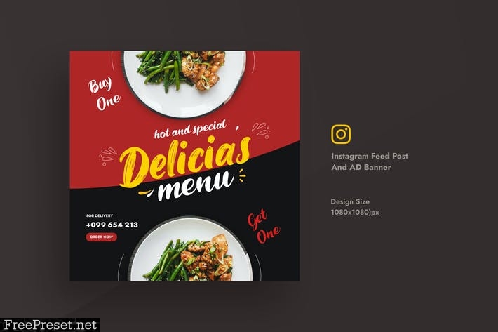 Restaurant & Food Promotional Instagram Feed Post S5D8VD2