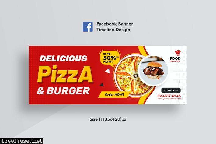 Restaurant & Food Social Media Design AD Banner 4W8LXZZ