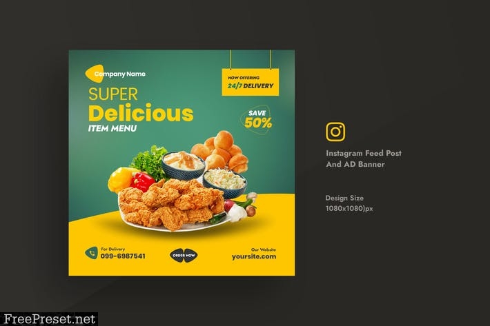 Restaurant & Food Social Media Instagram Feed Post DU8FTCH