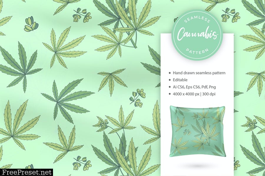 Seamless Cannabis Pattern ZLQ2YLF