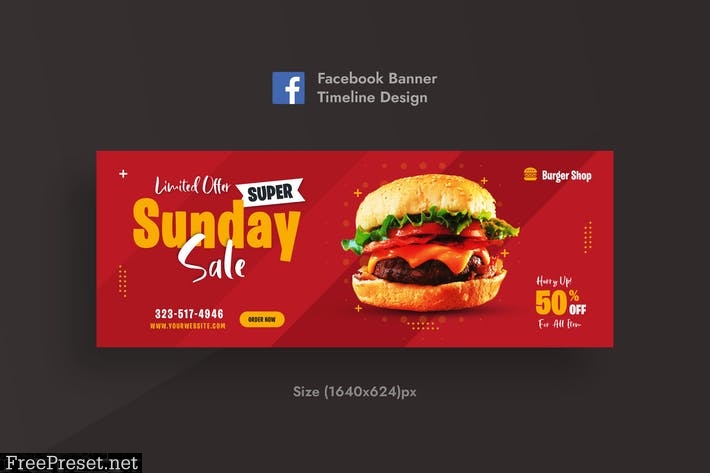 Social Media Design AD Banner For Burger Shop 6AV2M7V