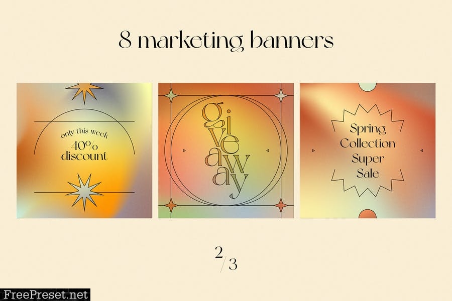 Social Media Marketing Banner Set with Gradients XBTVEGL