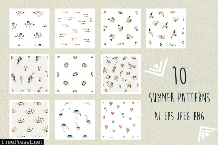 Summer Collection of Seamless Patterns JZKZMB4