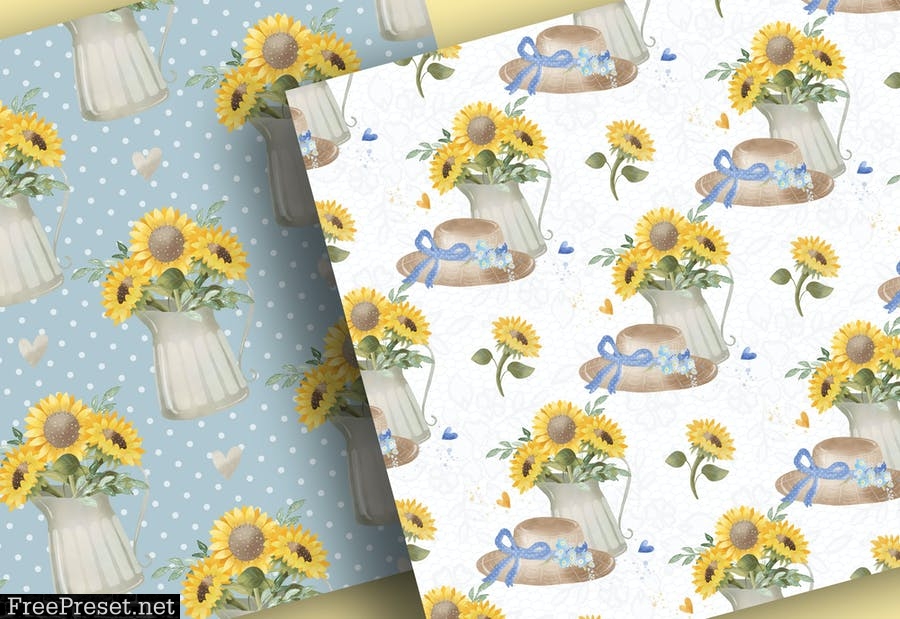 Sunflower digital paper pack