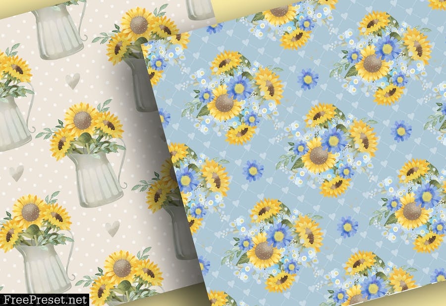 Sunflower digital paper pack