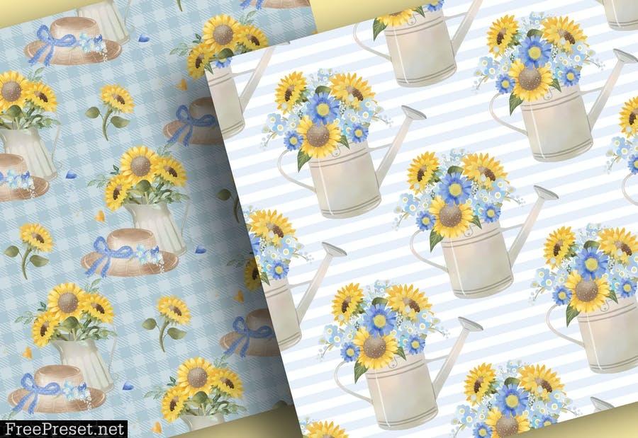 Sunflower digital paper pack