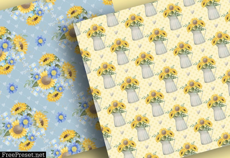 Sunflower digital paper pack