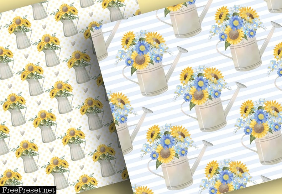 Sunflower digital paper pack