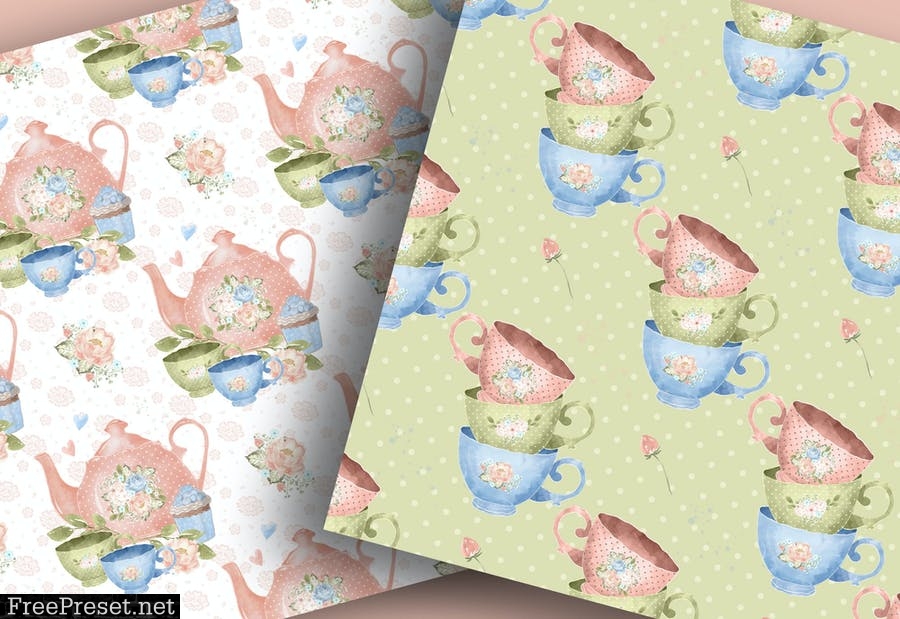 Tea Time digital paper pack DM95LQX