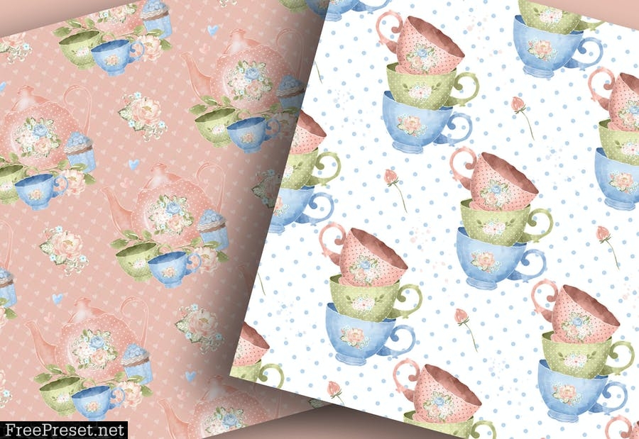 Tea Time digital paper pack DM95LQX