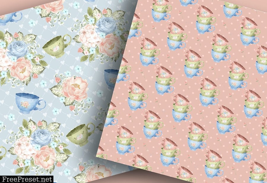 Tea Time digital paper pack DM95LQX