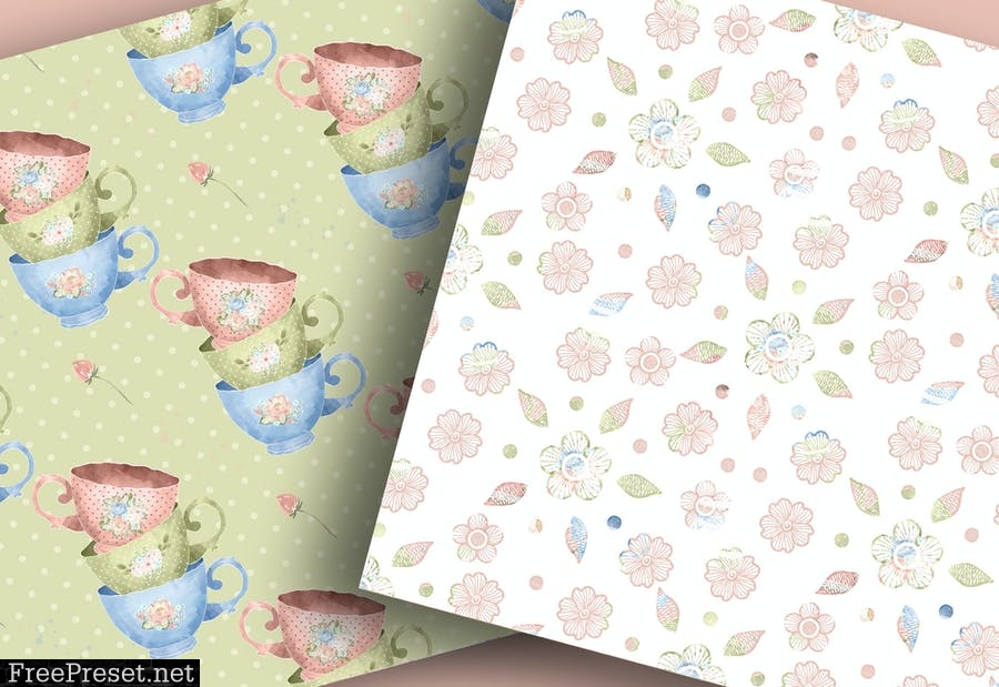 Tea Time digital paper pack DM95LQX