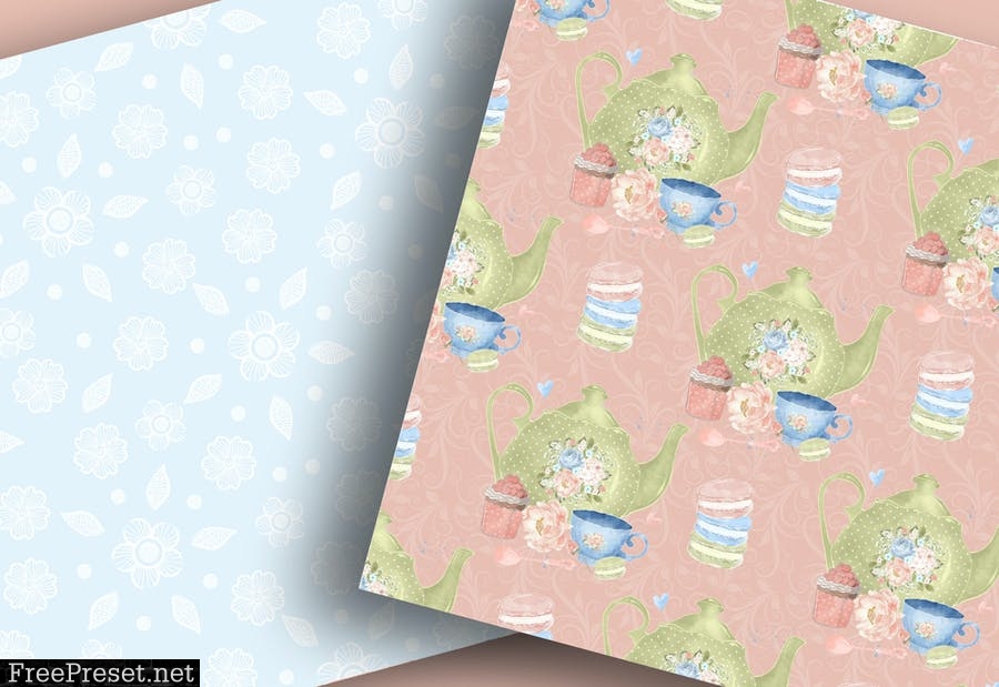 Tea Time digital paper pack DM95LQX