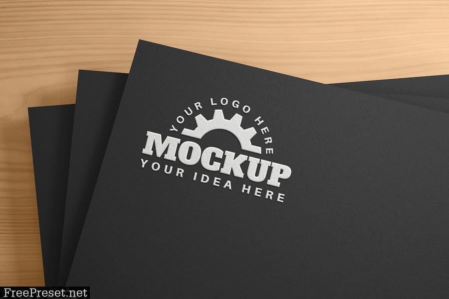 Textured logo on black paper - mockup template D77RDXC