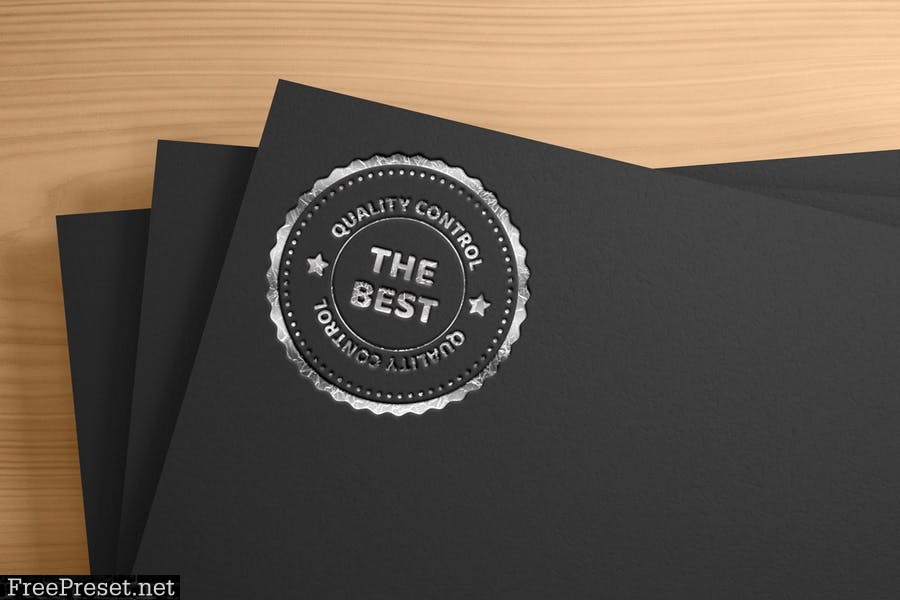 Textured logo on black paper - mockup template D77RDXC