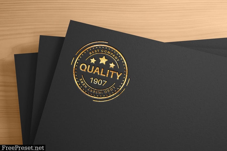 Textured logo on black paper - mockup template D77RDXC