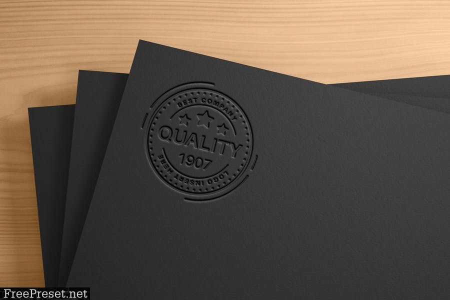 Textured logo on black paper - mockup template D77RDXC