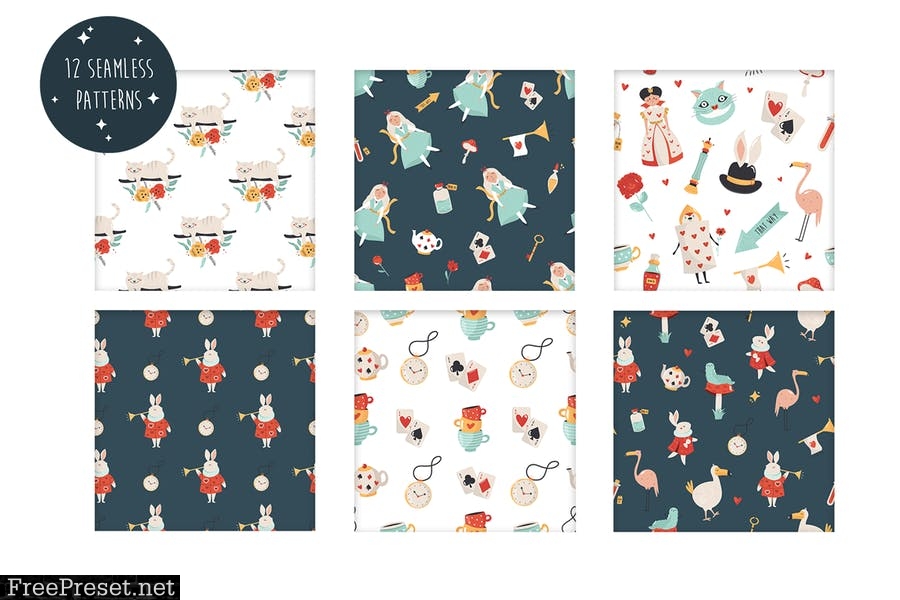 Wonderland Seamless Patterns