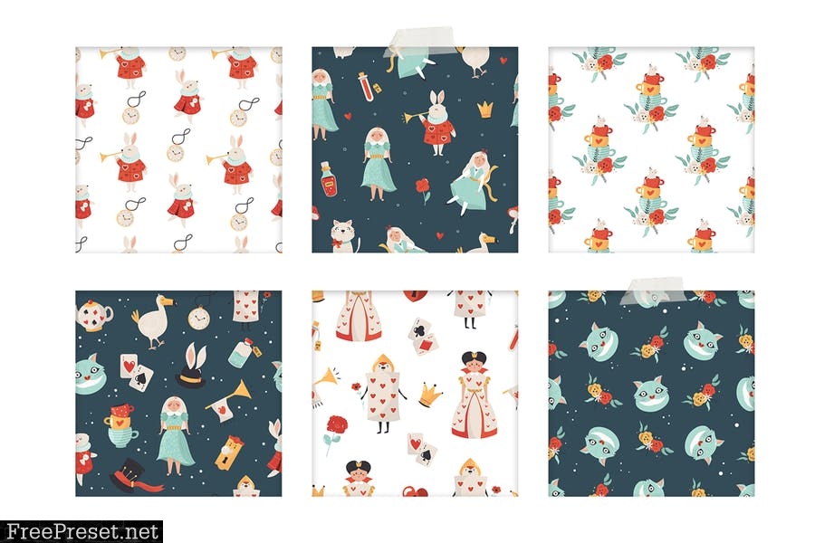 Wonderland Seamless Patterns