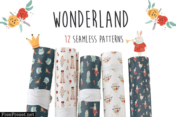 Wonderland Seamless Patterns