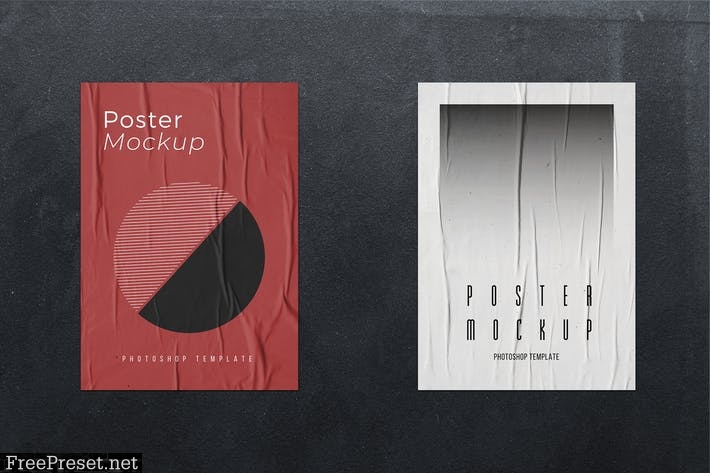 Wrinkled Poster Paper Mockup C9NEJDD