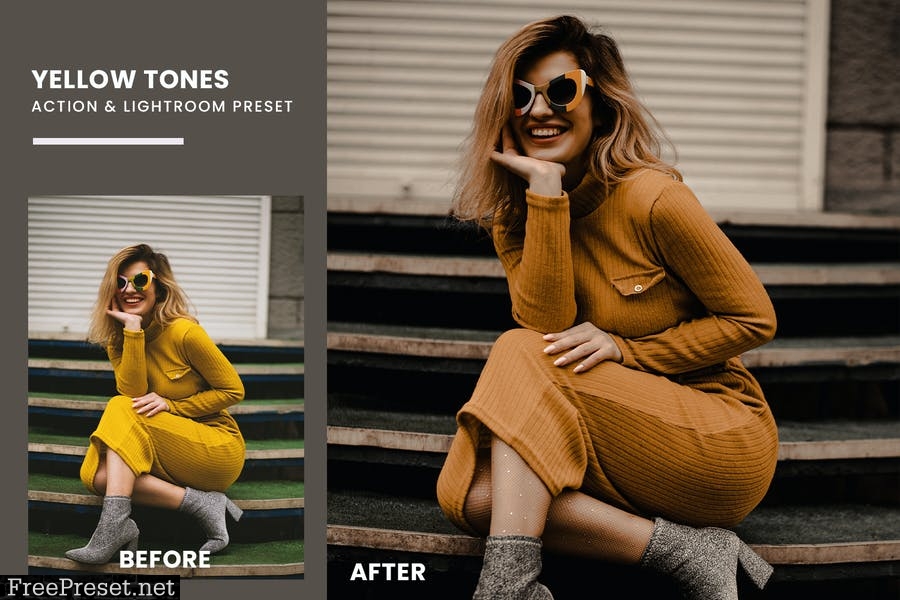 Yellow Tones Photoshop Action & Lightrom Presets