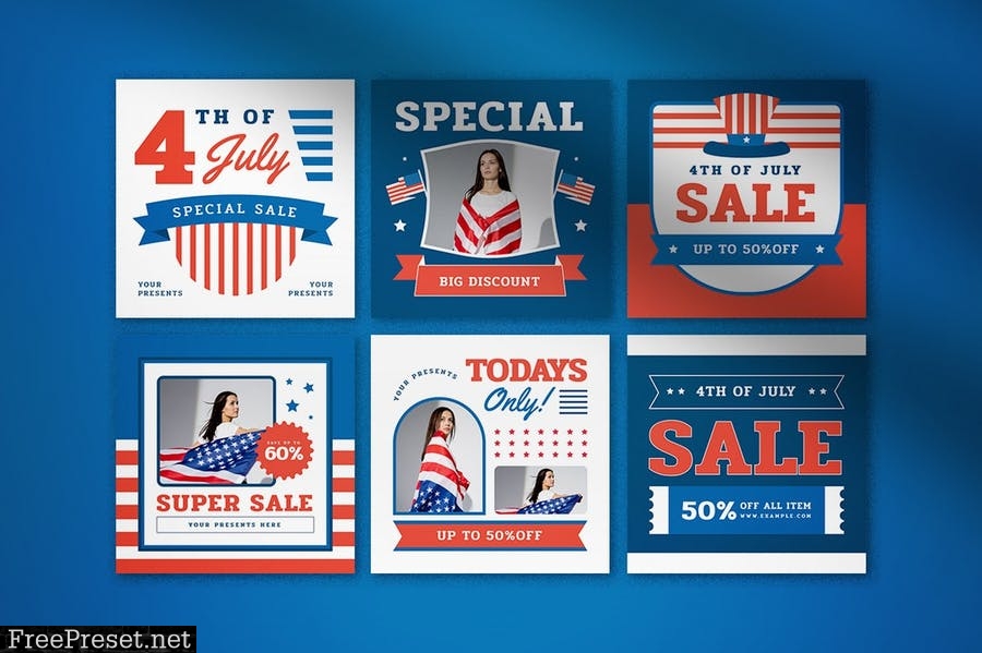 4th of July Sale Instagram Pack 6FXUSVJ