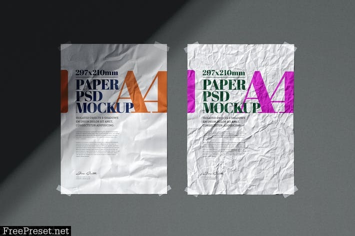 A4 Flyer Mockup Crumpled Adhesive Duct Strip JRQHNVR