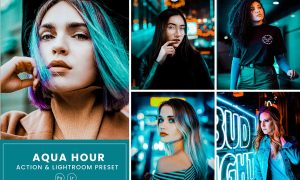 Aqua Hour Photoshop Action & Lightrom Presets