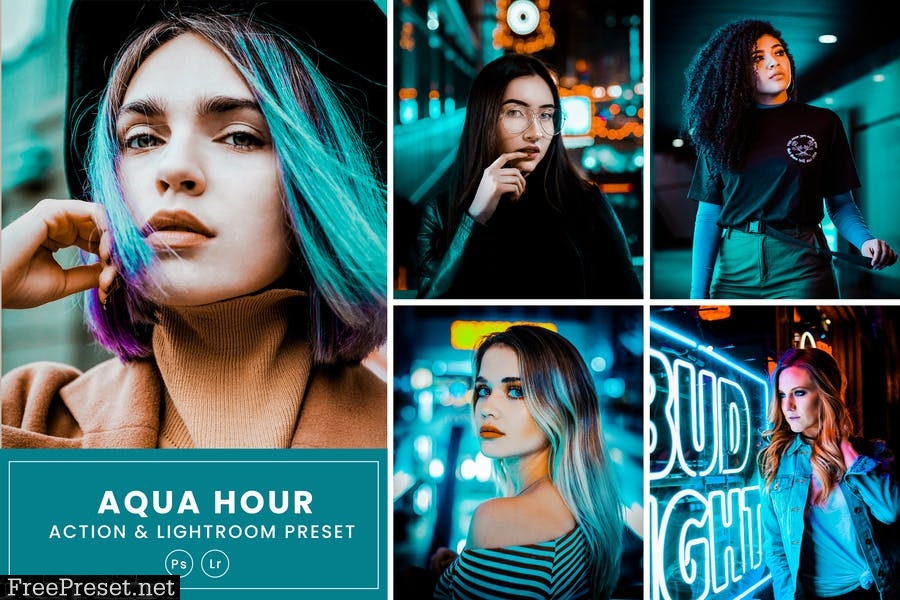 Aqua Hour Photoshop Action & Lightrom Presets