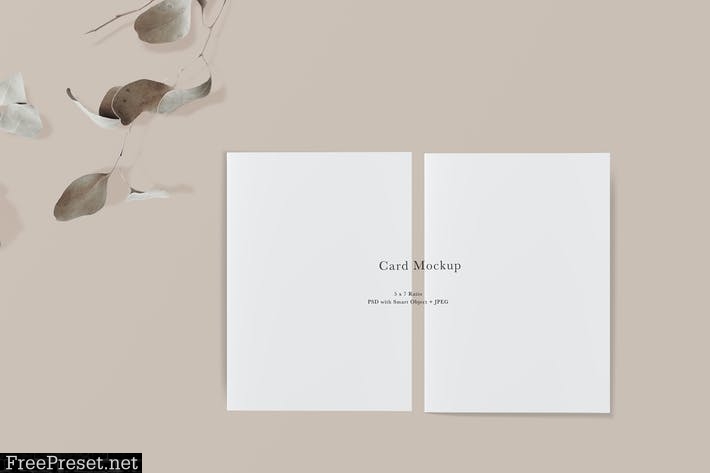 Card Mockup #1277, Beige Invitation Mockup 3DM3ZGB