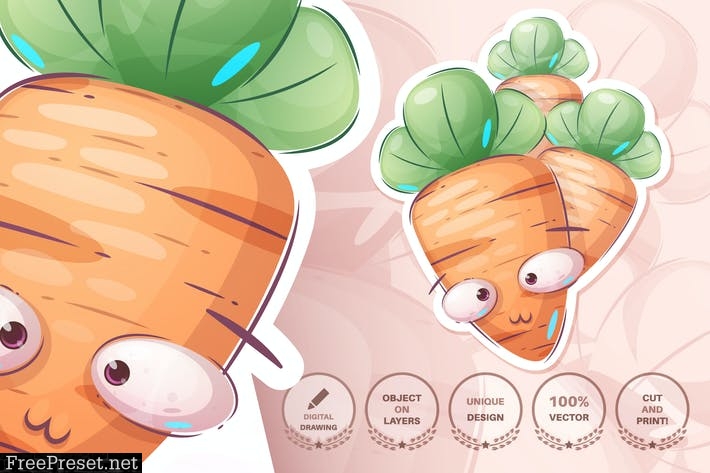 Cartoon character fresh and healthy carrot 583DP6P