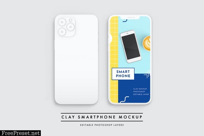 Clay smartphone showcase mockup PLHTXV4