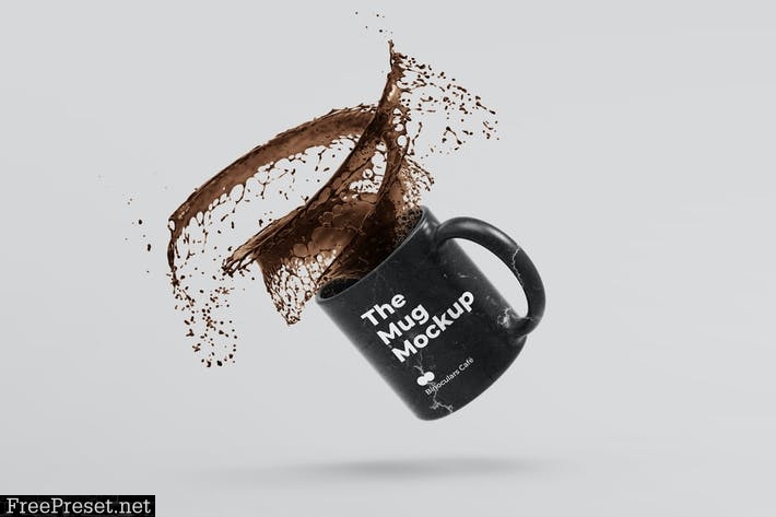 Coffee Mug Cup Mockup with Splash CKJ82T3