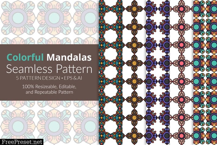 Colorful Mandalas Seamless Pattern NJANNZ6