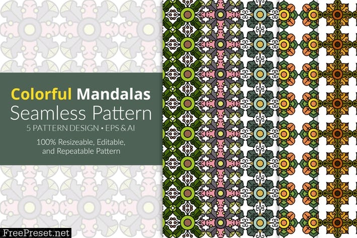 Colorful Mandalas Seamless Pattern WQTKYGU