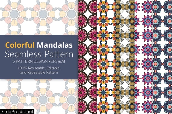 Colorful Mandalas Seamless Pattern XHXY843