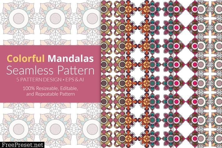 Colorful Mandalas Seamless Pattern XW8MQ54