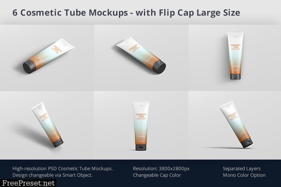 Cosmetic Tube Mockup with Flip Cap Large BR74WS5