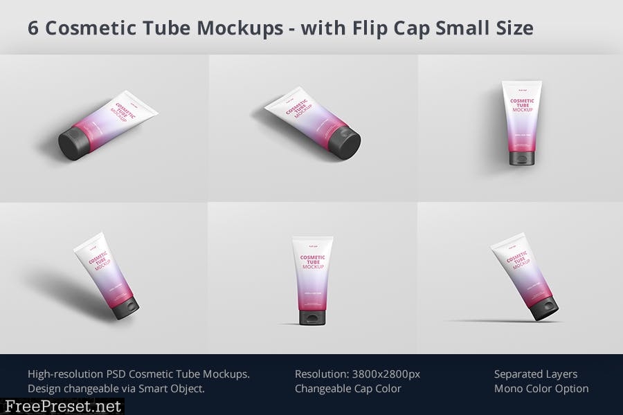 Cosmetic Tube Mockup with Flip Cap Smal 678SQHF