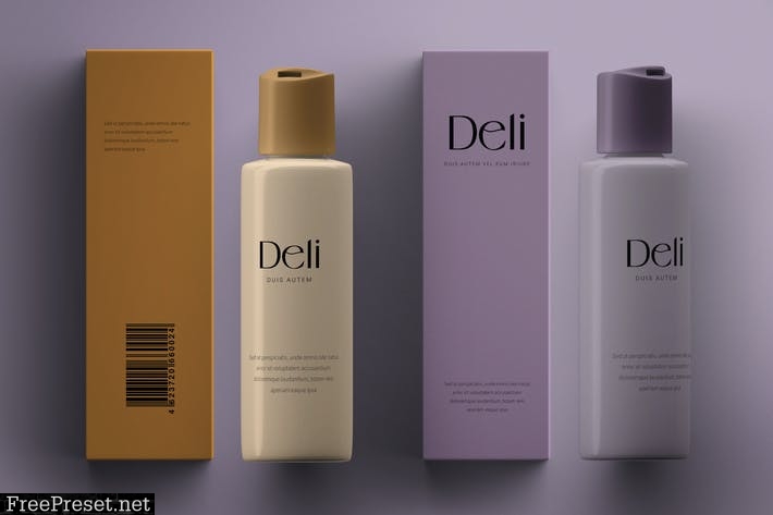 Cosmetics Bottle & Paper Box Mockup CHV2DF7