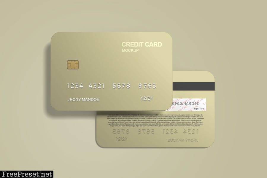 Credit card mockup with embossed style MEX2ZBJ