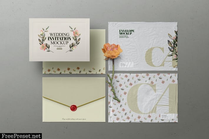 Envelope Mockup C4 Mailing Wedding Invitation BHQNEXM