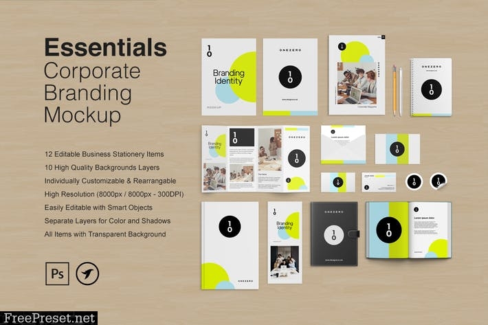 Essentials - Corporate Stationery Branding Mockup XXVN5EJ