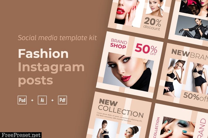 Fashion instagram posts template kit - 06 QP99RT9