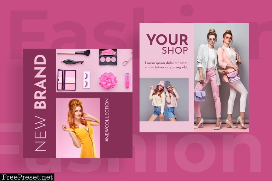 Fashion instagram posts template kit - 07 RUNN73J