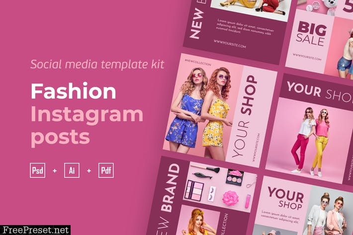 Fashion instagram posts template kit - 07 RUNN73J