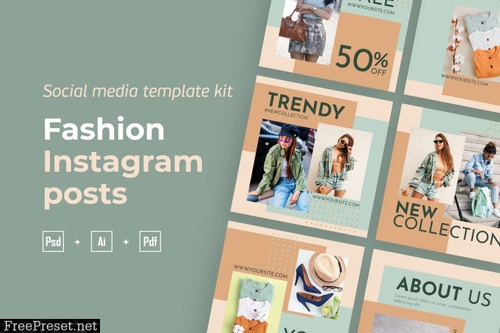 Fashion Instagram posts template kit - 10 XWTY9CP